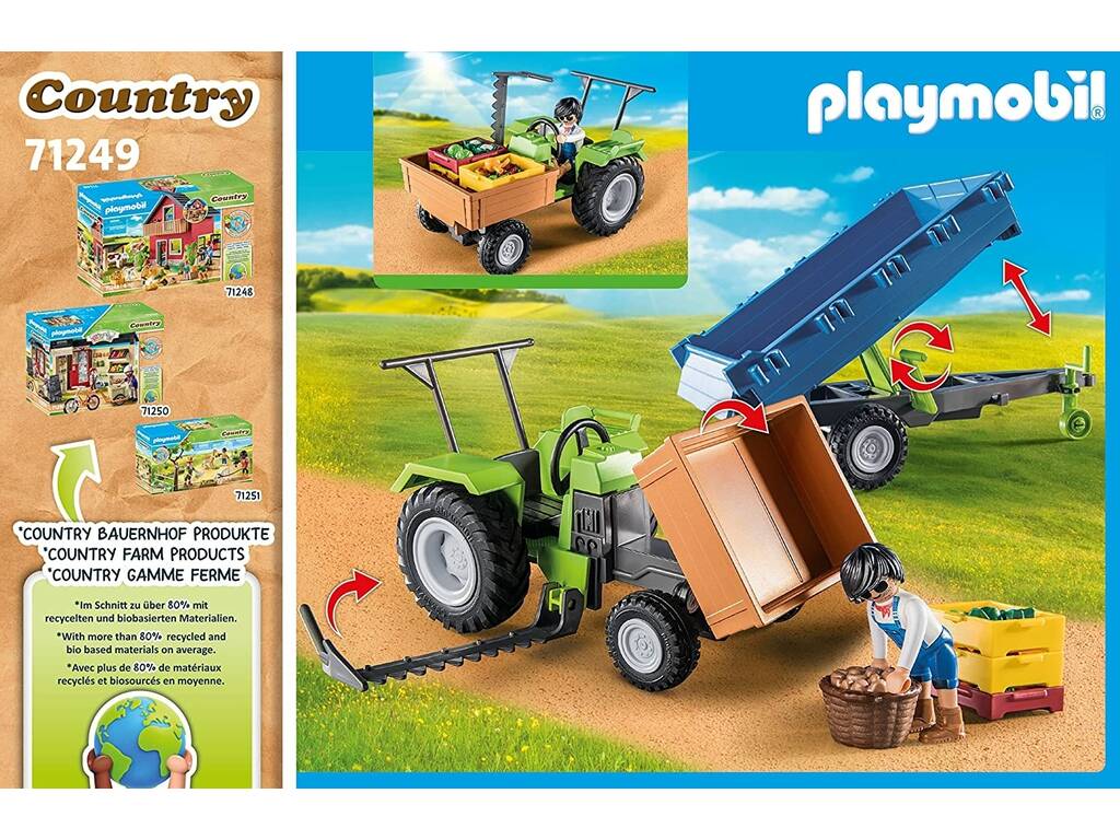 Playmobil Country Trattore con Rimorchio 71249