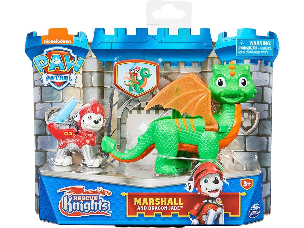 Pat Patrouille Rescue Knights Figurine Marshall avec Dragon Jade Spin Master 6063593