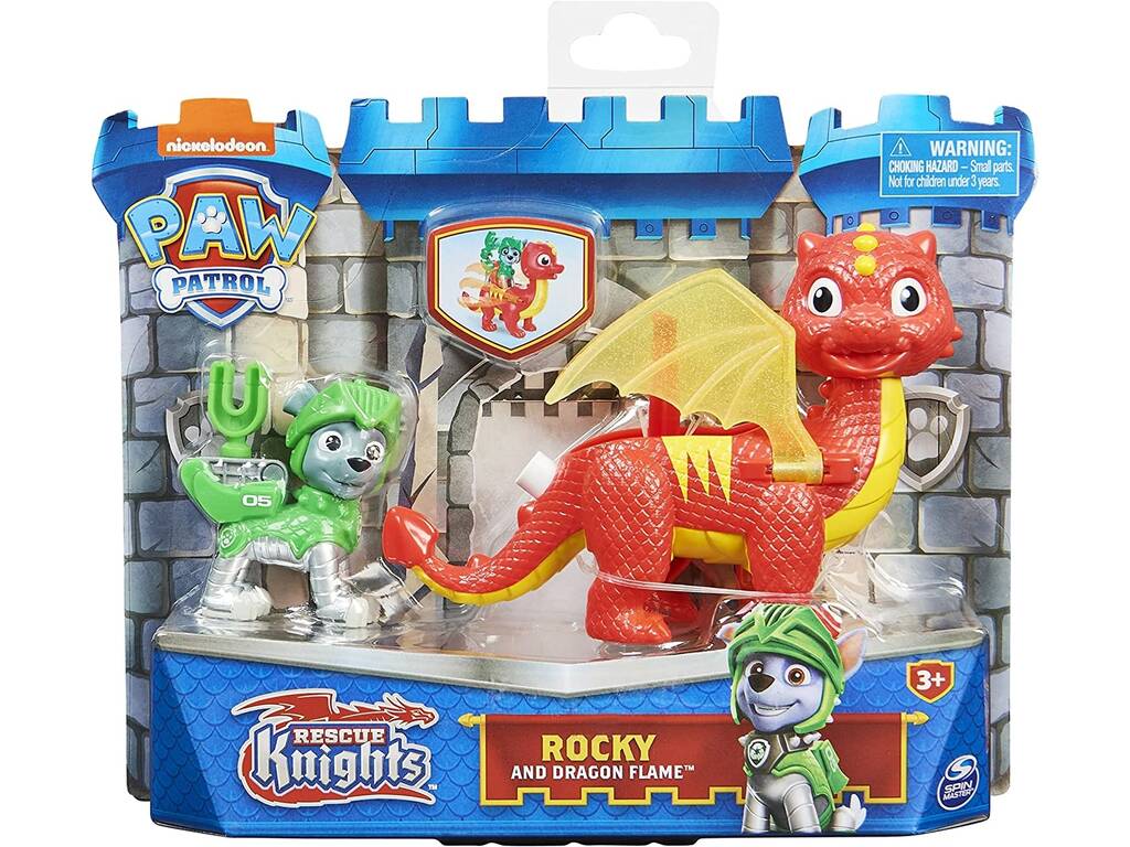 Pat Patrouille Rescue Knights Figurine Rocky avec Dragon Flame Spin Master 6063592