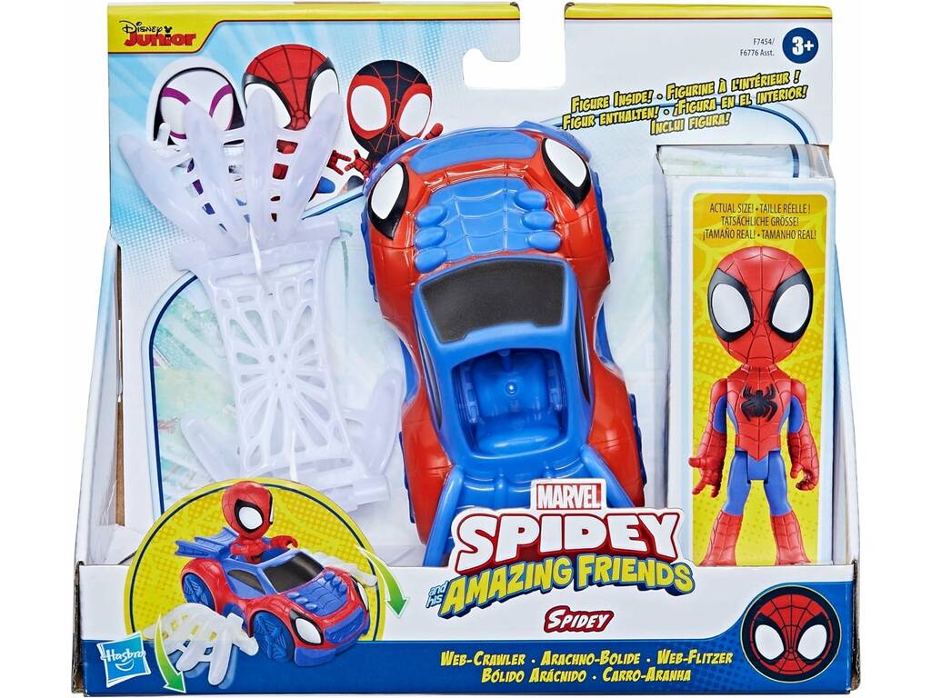 Marvel Spidey And His Amazing Friends Figura Spidey e Rápido Veículo Aracnídeo Hasbro F7454
