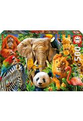 Puzzle 500 Collage d'animaux sauvages par Educa 19550