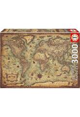 Puzzle 3000 Carte du monde Educa 19567