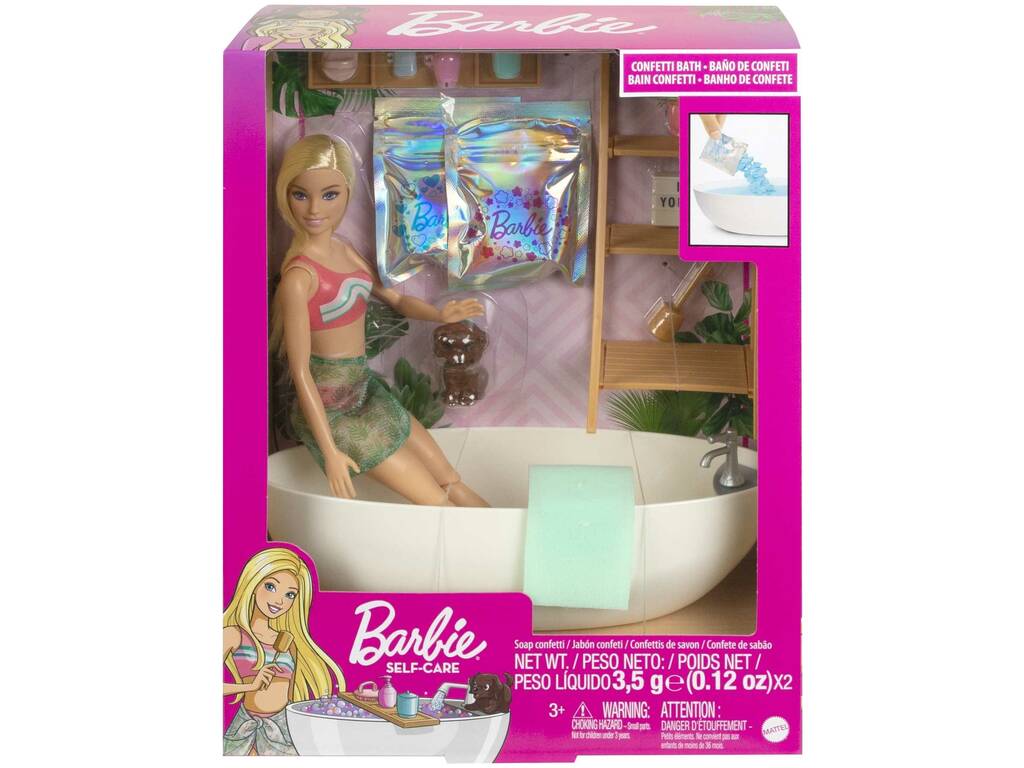 Barbie Vasca da Bagno Playset con Bambola Bionda e Accessori, Giocattolo  per Bambini 3+ Anni. Mattel (GJN32)