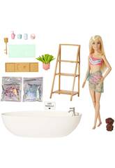 Barbie Wellness Blonde Puppe mit Badewanne Mattel HKT92