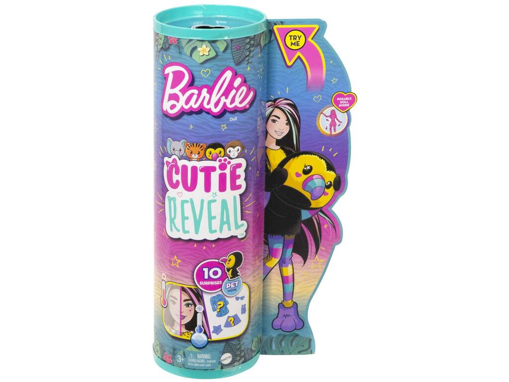 Barbie Cutie Reveal Amigos da Selva Tucano Mattel HKR00