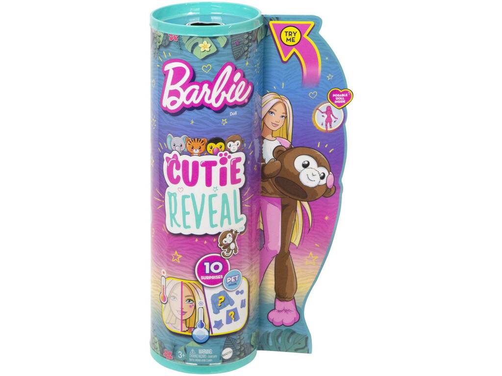 Barbie Cutie Reveal Jungle Friends Overall Mattel HKR01