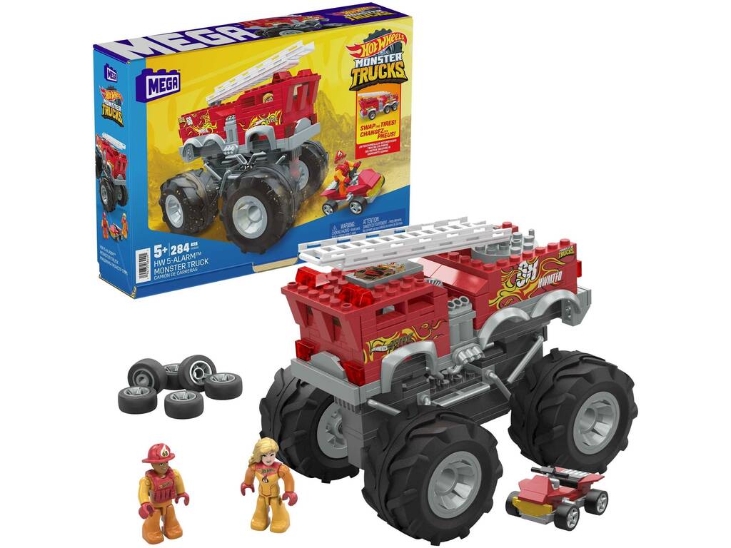 Mega Hot Wheels Monster Trucks Camion dei pompieri 5 Allarmi