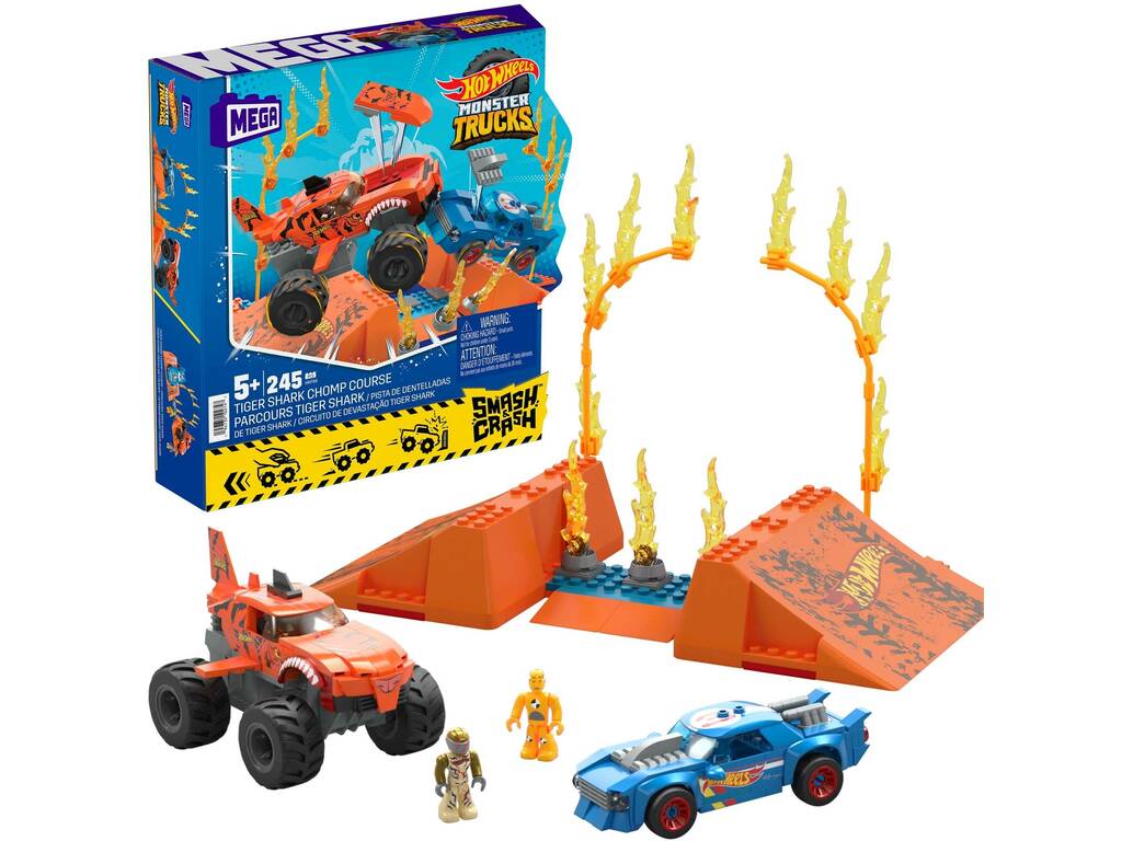 Mega Hot Wheels Monster Trucks Tiger Shark Teeth Track Mattel HKF88