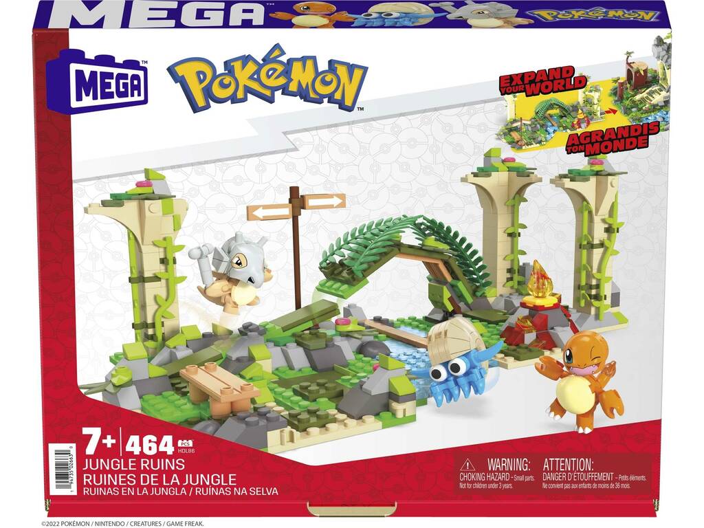 Pokémon Mega Pack Ruinas en la Jungla con Charmander, Cubone y Omastar Mattel HDL86