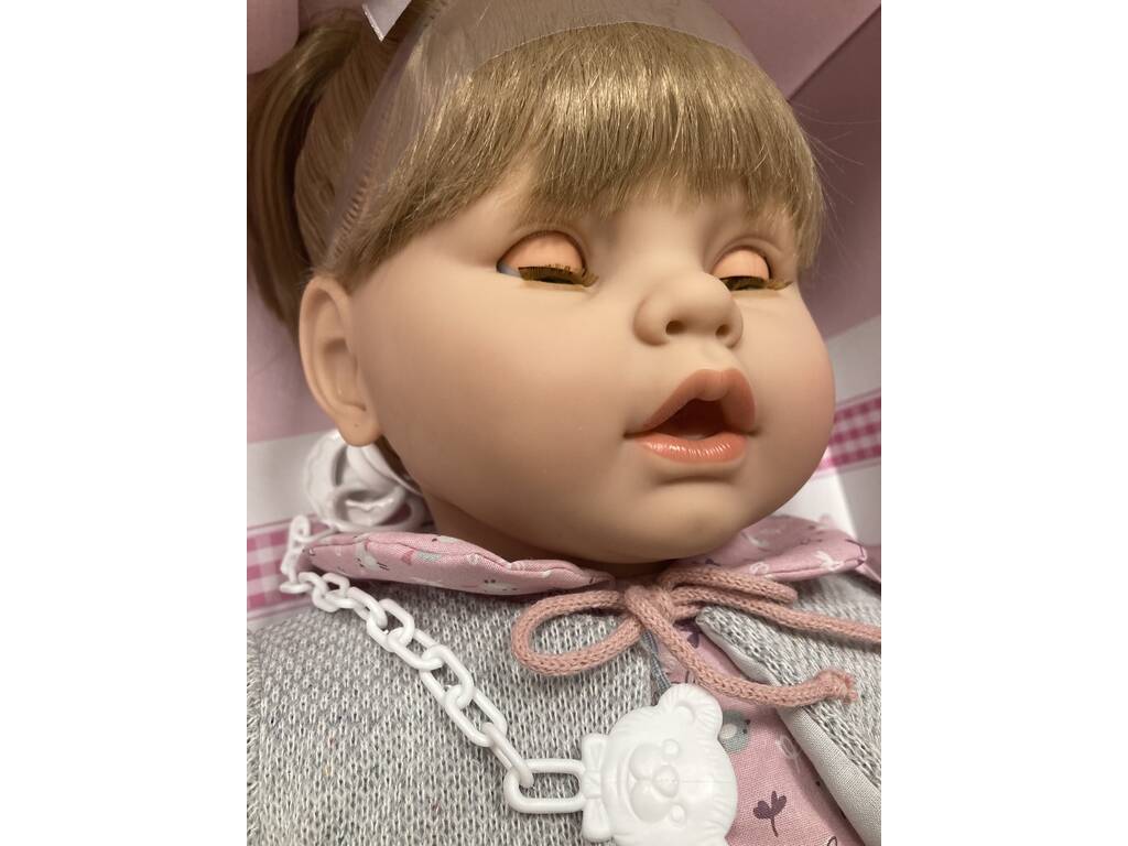 Baby Dulzona Puppe 62 cm. Graue Jacke und Berbesa-Kleid 8059