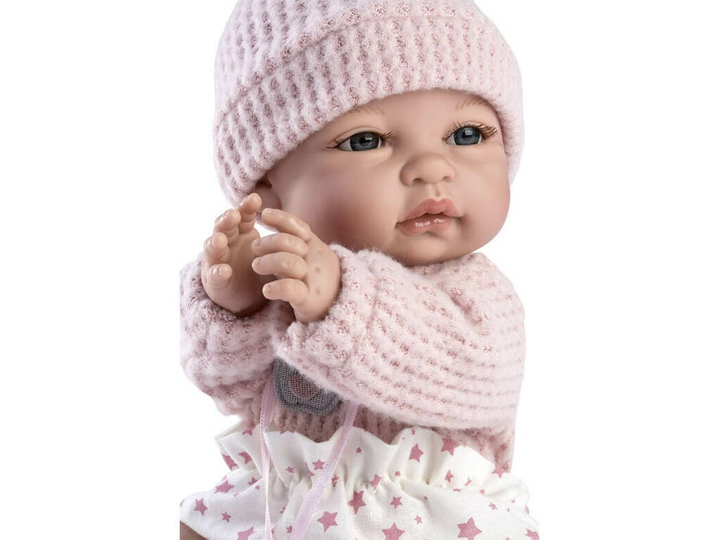 Baby Coral Puppe 34 cm. mit Pink Dot Babywanne und Berbesa Stars 3221