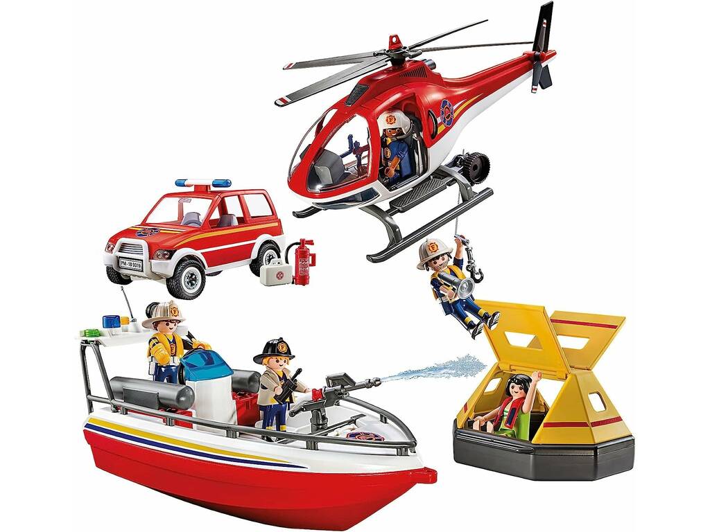Pompier avec hélicoptère PLAYMOBIL 123 6789 - Revaltoys