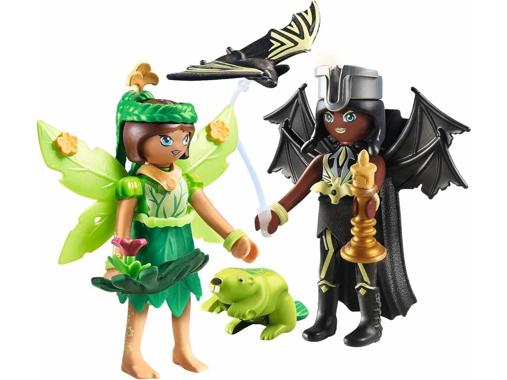 Playmobil Adventures of Ayuma Forest Fairy e Bat Fairy con animali dell'anima 71350
