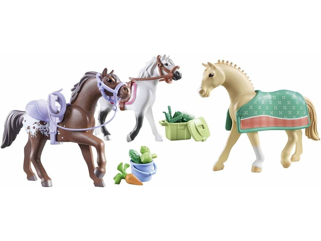 Playmobil Horses of Waterfall Tre cavalli con selle 71356