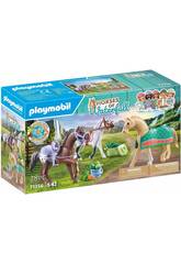 Playmobil Chevaux de la cascade Trois chevaux avec selles 71356