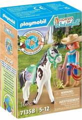Playmobil Horses Of Waterfall Hora de Comer con Ellie y Sawdust 71358