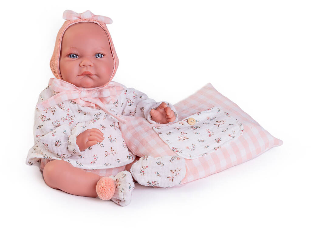 Bambola neonata Nica con cuscino con tasca 42 cm di Antonio Juan 33341