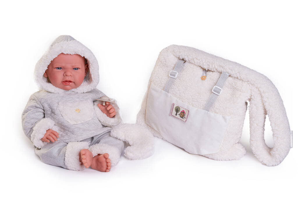 Lea Neugeborene Puppe mit Fleece-Babytragetasche 42 cm von Antonio Juan 33346