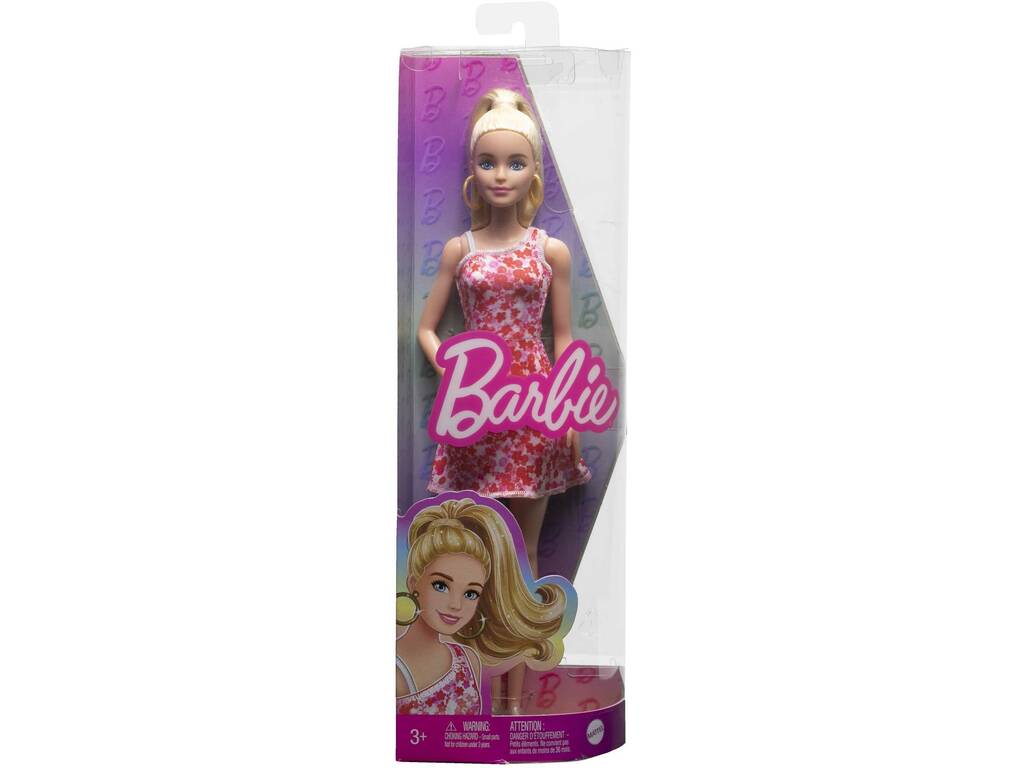 Barbie Fashionista Vestito Rosa Fiori di Mattel HJT02