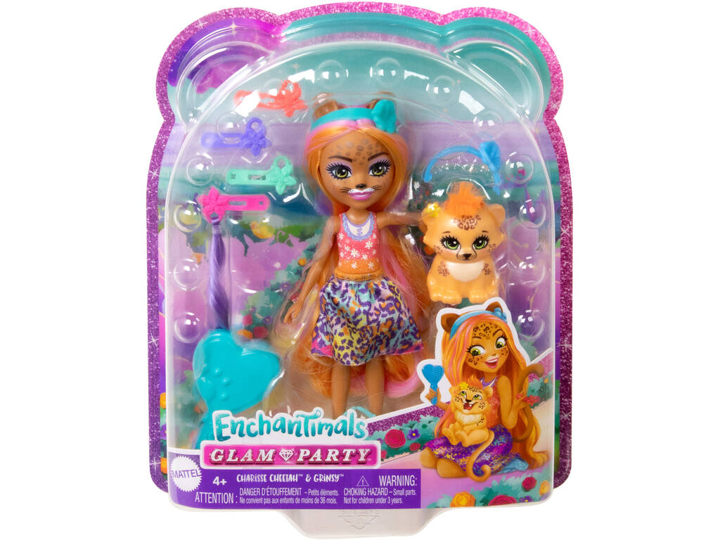 Enchantimals Glam Party Boneca Charisse Cheetah Mattel HNV30
