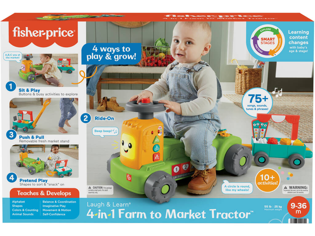 Fisher Price Ríe y Aprende Tractor 4 En 1 Mattel HRB83