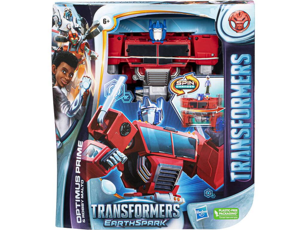 Transformers Earthspark Figura Optimus Prime y Robby Malto Hasbro F7663