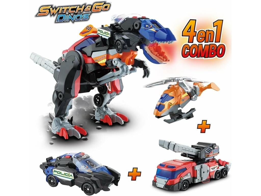 Switch & Go Dinos 4 En 1 Mega T-Rex S.O.S. Vtech 80-549522