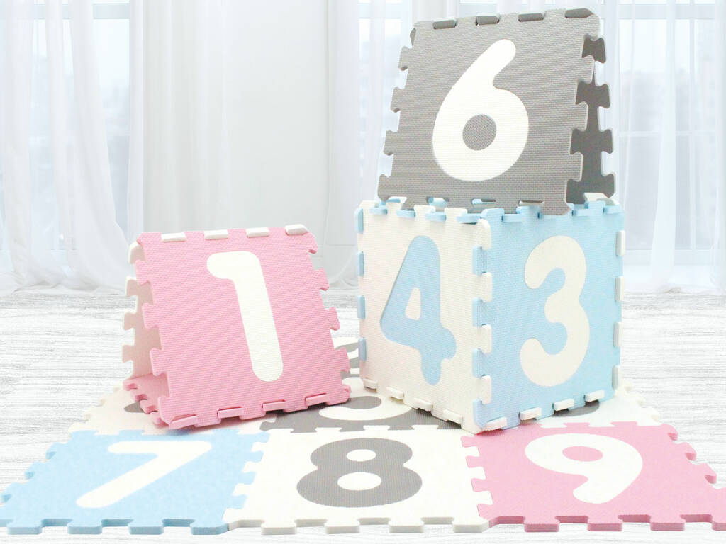 Puzzle Eva Cinza Números de 1 a 9 para Bebés 9 Peças