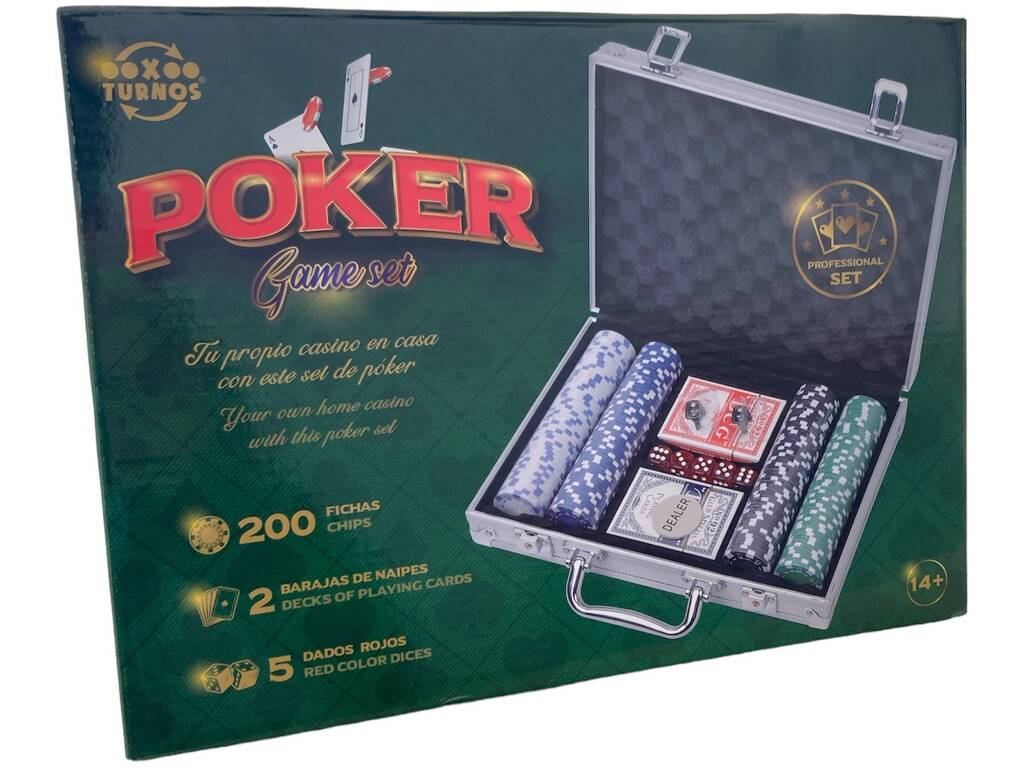 Mallette en aluminium avec jetons et cartes de poker 200 pcs.