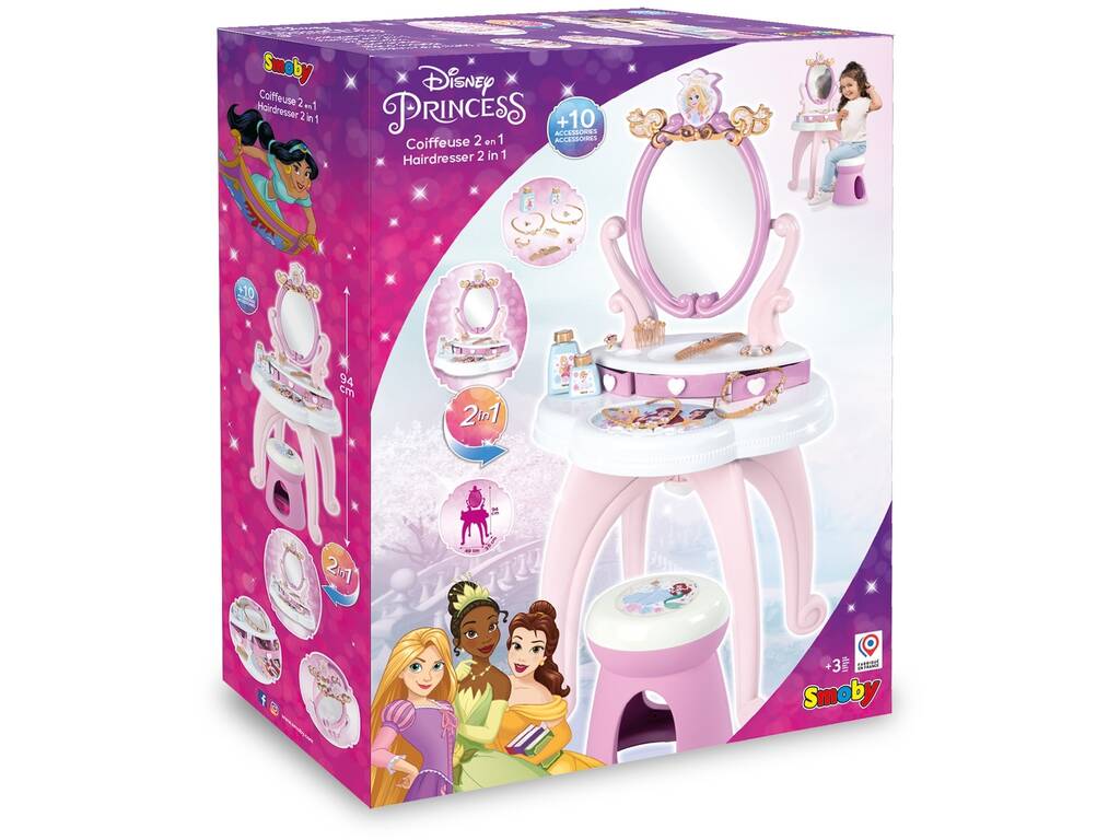 Princesas Disney Tocador 2 En 1 con Taburete Smoby 7600320250