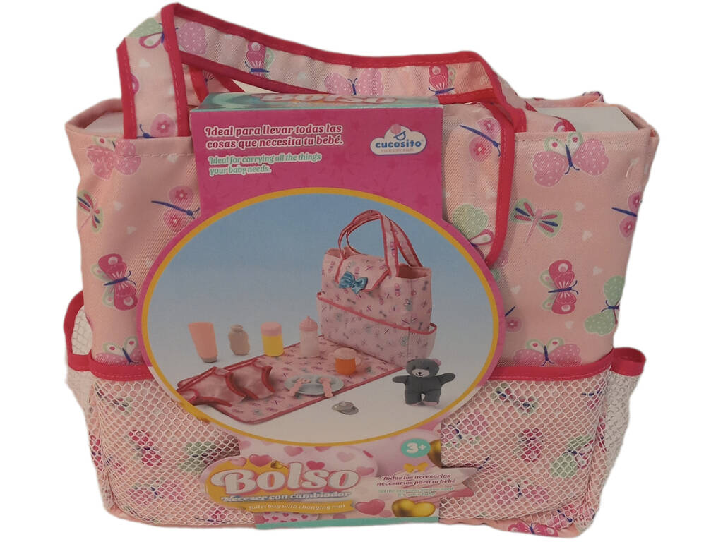 Borsa fasciatoio per bebè con pannolino di stoffa e accessori