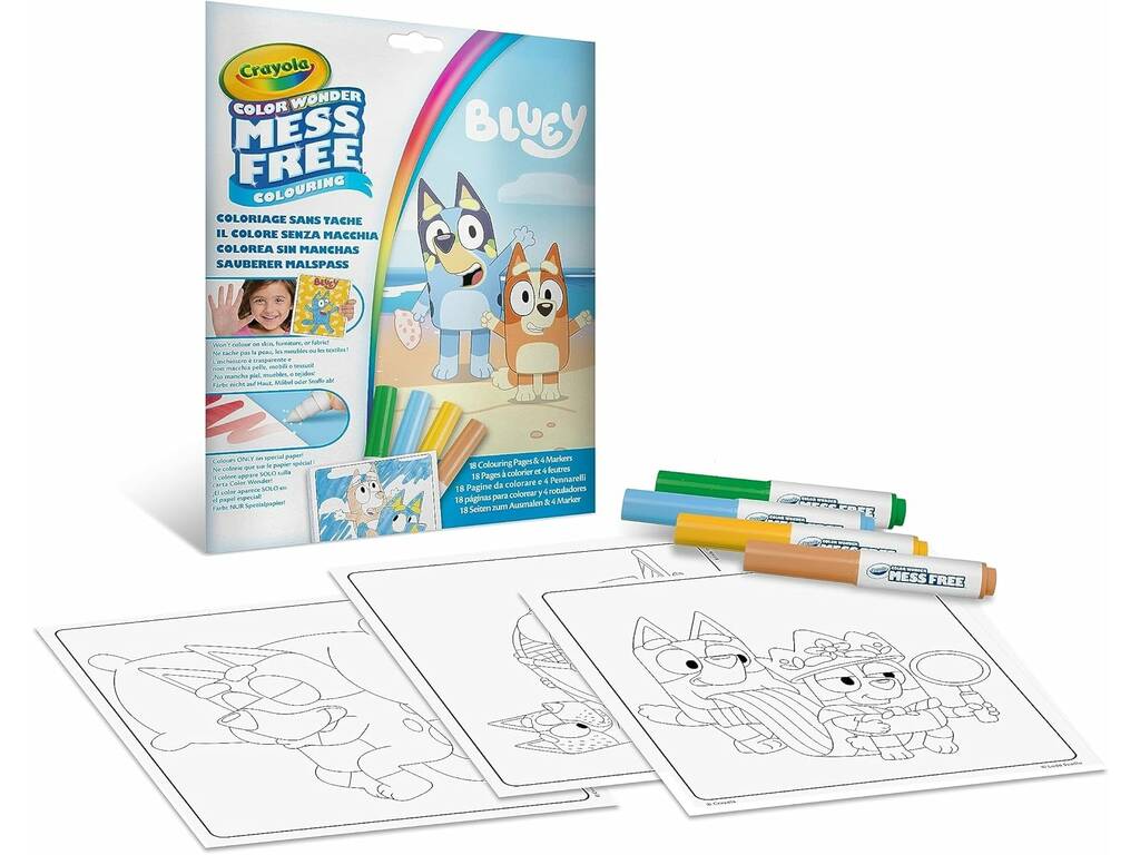 Bluey Colore sem Manchas da Crayola com Moldes e 4 Marcadores