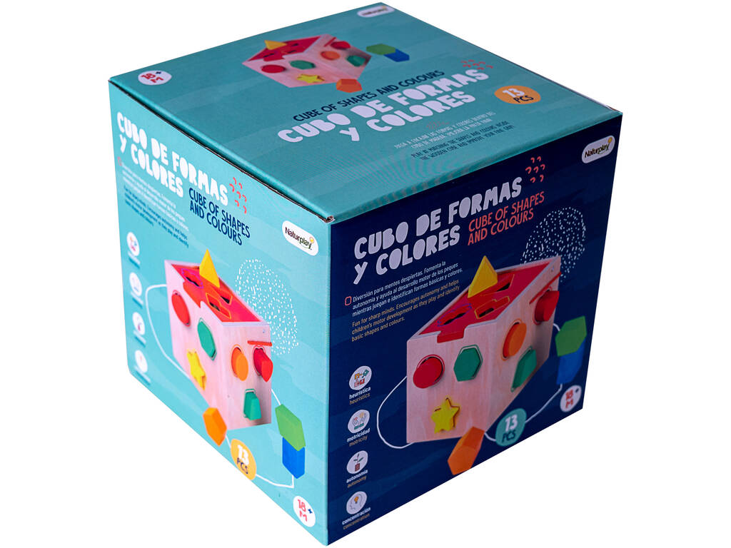 Cube de formes et de couleurs en bois