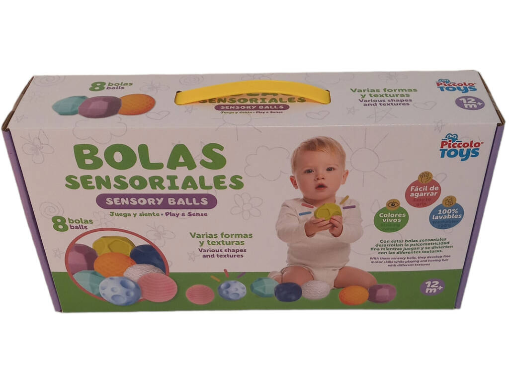 Set 8 palline sensoriali per bambini con forme e texture assortite