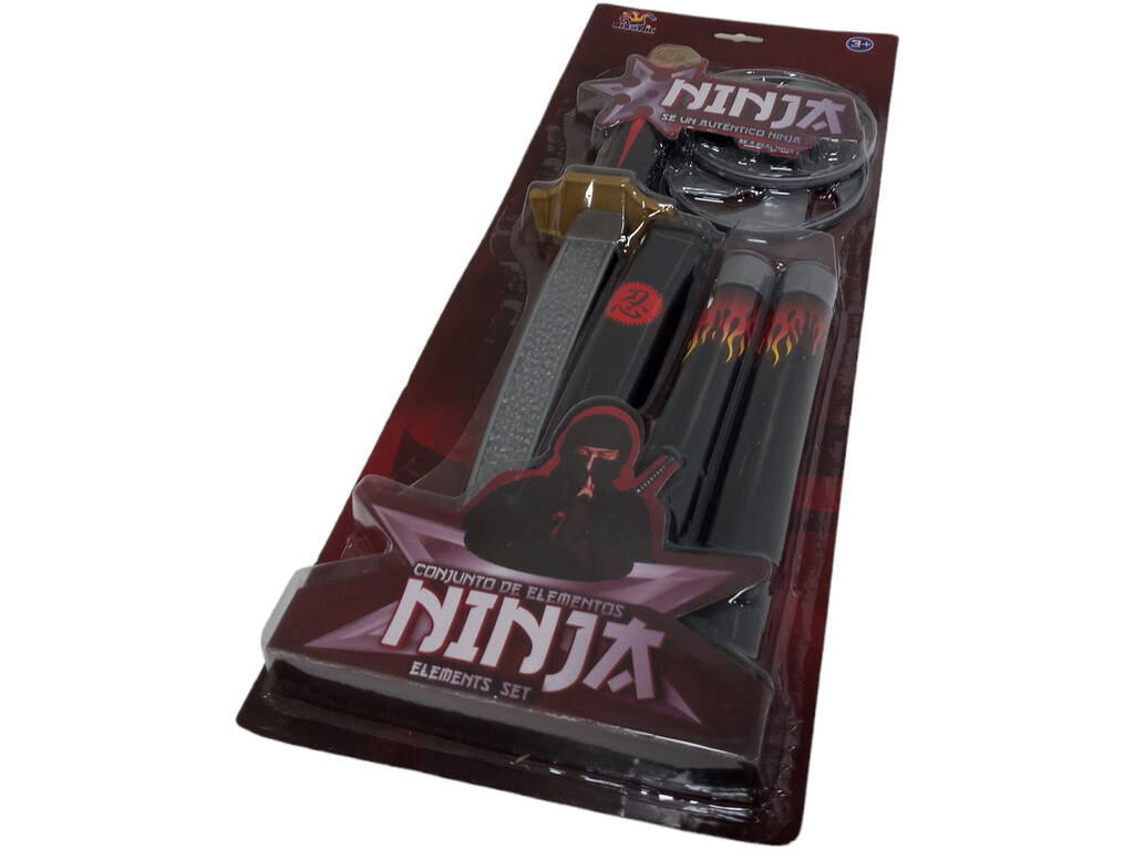 Set di armi ninja con nunchaku e katana 35 cm.