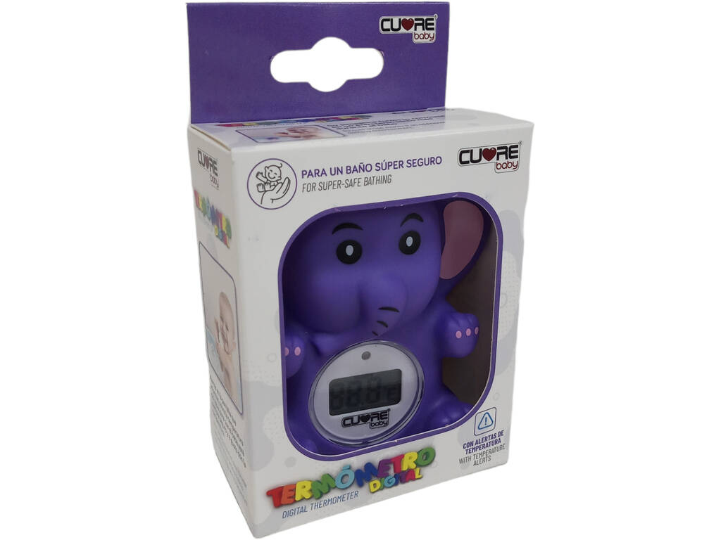 Thermomètre de bain numérique Purple Elephant avec alarme et arrêt automatique
