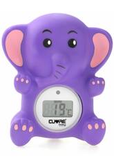 Lila Elefanten-Digital-Badethermometer mit Alarm und automatischer Abschaltung