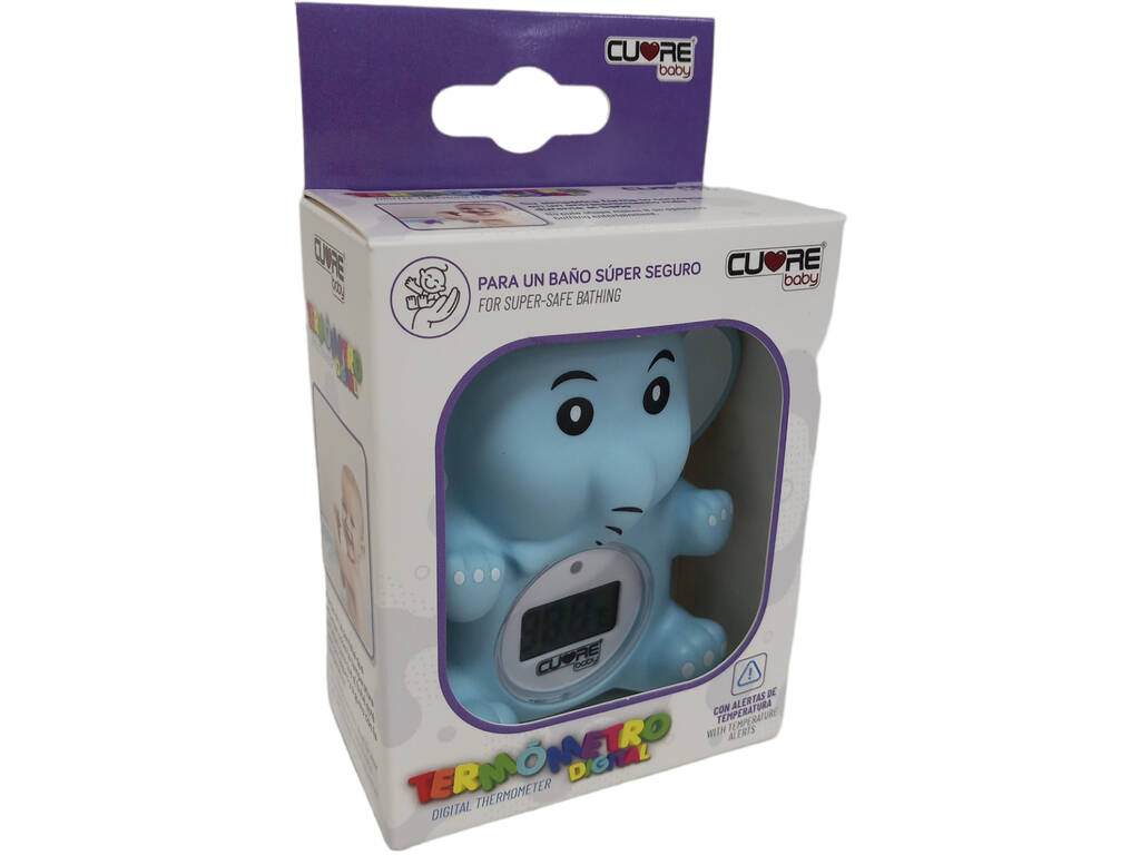 Termometro digitale da bagno Elefante Blu con allarme e autospegnimento