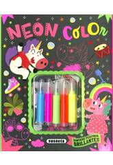 Livre de coloriage des licornes néon 2 avec marqueurs et autocollants