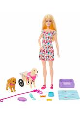 Barbie Passeggiatrice di cani con sedia a rotelle di Mattel HTK37