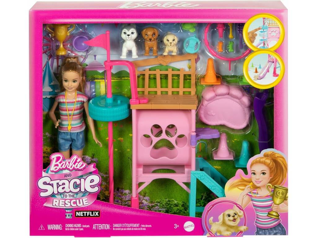 Barbie Stacie Al Rescate Parque De Entrenamiento Para Cachorros de Mattel HRM10