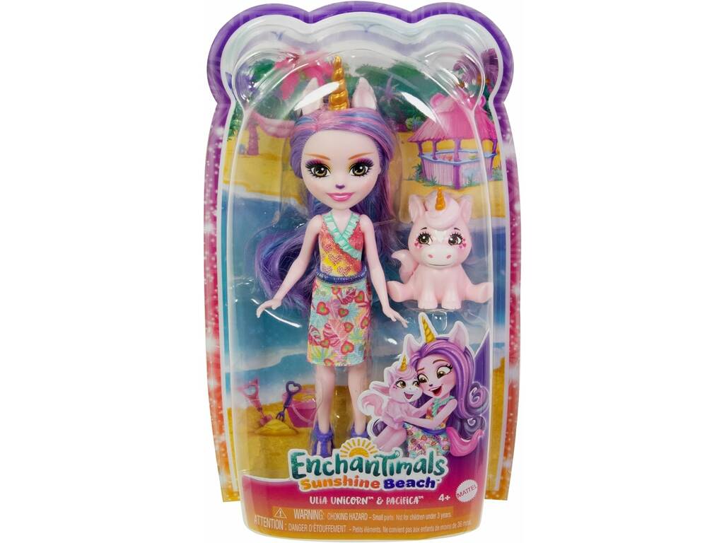 Enchantimals Sunshine Beach Boneca Ulia Unicorn e Pacifica Mattel HRX84