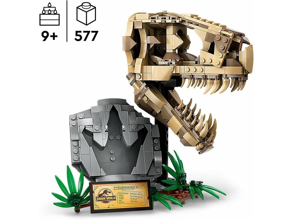 Lego Jurassic World Fossiles de dinosaures T. Rex Skull 76964