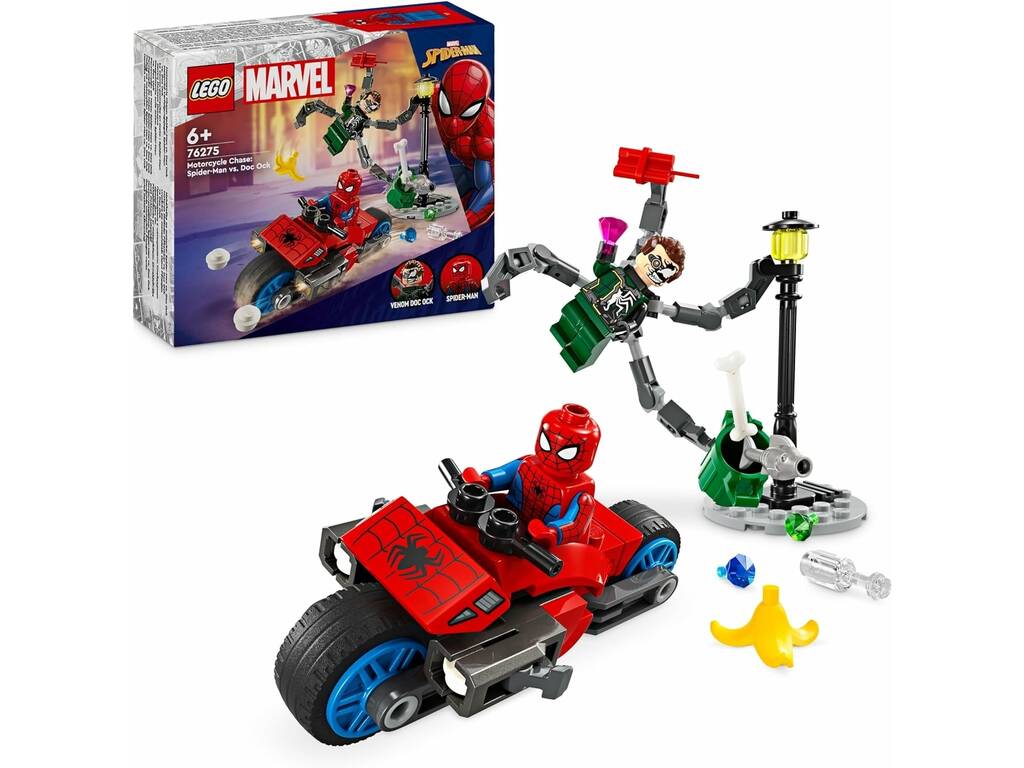 Lego Marvel Spiderman Persecución en Moto Spiderman VS Doc Ock 76275