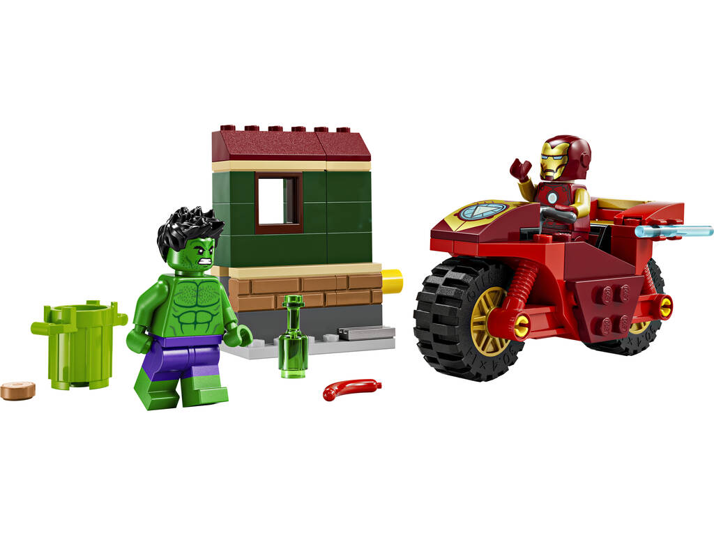 Lego Marvel Iron Man con moto e Hulk 76287