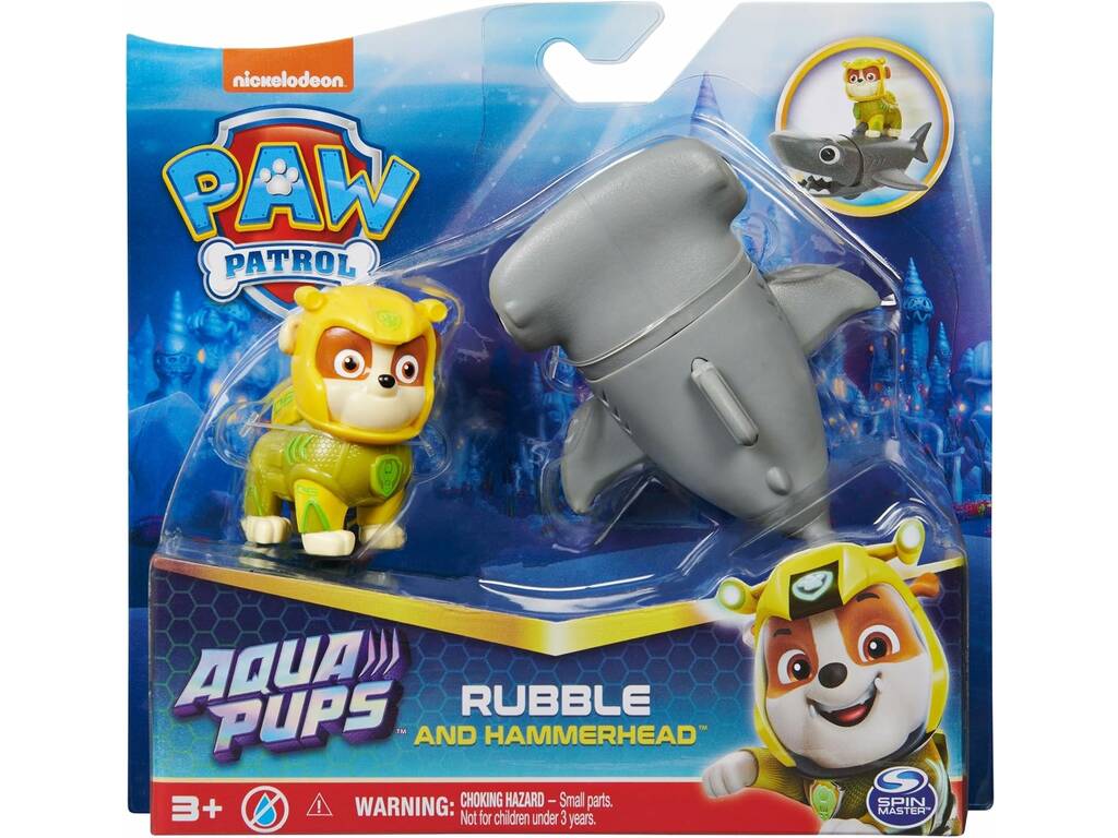 Patrulha Pata Aqua Pups Figura Rubble e Tubarão Martelo Spin Master 6066146