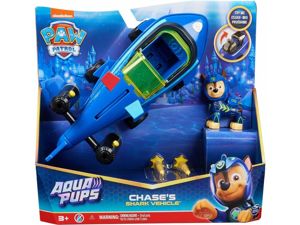 Patrulha Pata Aqua Pups Figura Chase com Veículo Spin Master 6066140