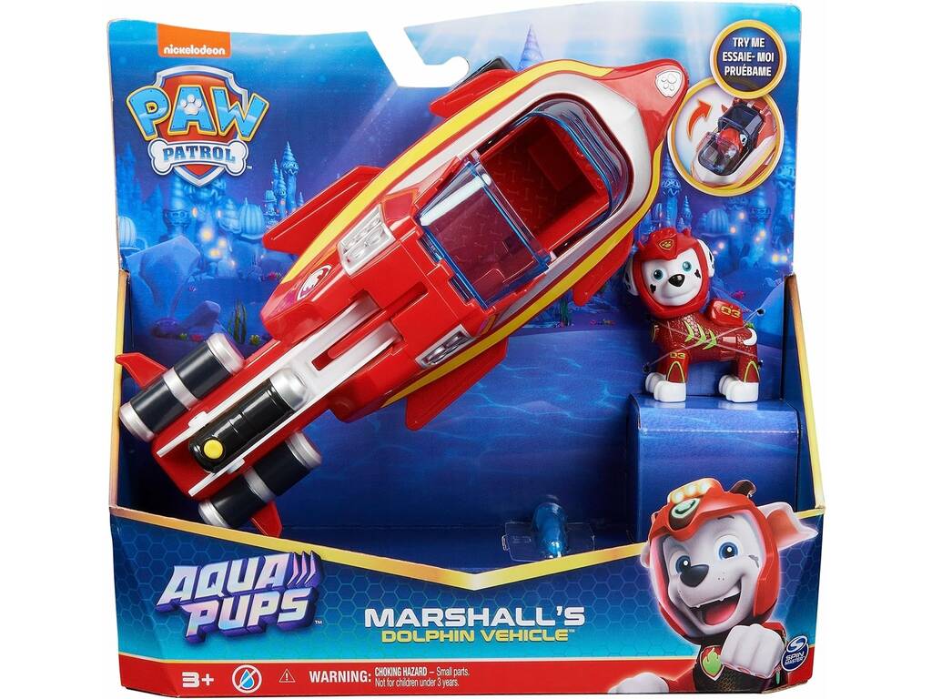 Patrulha Pata Aqua Pups Figura Marshall com Veículo Spin Master 6066139