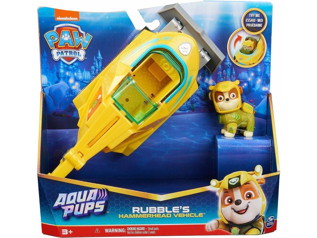 Patrulla Canina Aqua Pups Figura Rubble con Vehículo Spin Master 6066158