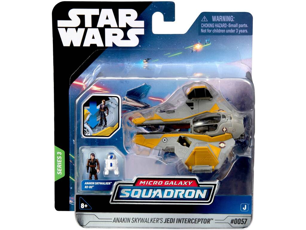 Star Wars Micro Galaxy Squadron Jedi Interceptor mit Figur Anakin Skywalker und R2-D2 Bizak 62610035